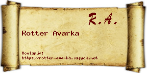 Rotter Avarka névjegykártya